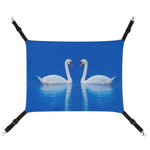 Jubonexis Two Swan atmungsaktive Haustier-Hängematte mit verstellbaren Riemen, wendbar, Katzenbett, Hundematten Jubonexis Two Swan atmungsaktive Haustier-Hängematte mit verstellbaren Riemen, wendbar, Katzenbett, Hundematten von Jubonexis