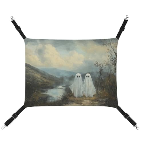 Jubonexis Two White Ghosts Hill River atmungsaktive Haustier-Hängematte mit verstellbaren Riemen, wendbar, Katzenbett, Hundematten Jubonexis Two White Ghosts Hill River atmungsaktive Haustier-Hängematte mit verstellbaren Riemen, wendbar, Katzenbett, Hundematten von Jubonexis