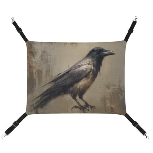 Jubonexis Vintage Crow atmungsaktive Haustier-Hängematte mit verstellbaren Riemen, wendbar, Katzenbett, Hundematten Jubonexis Vintage Crow atmungsaktive Haustier-Hängematte mit verstellbaren Riemen, wendbar, Katzenbett, Hundematten von Jubonexis