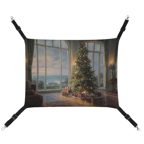 Jubonexis Vintage Eleganter Weihnachtsbaum Große Fenster Atmungsaktive Haustierhängematte mit verstellbaren Riemen Wendbare Katze Hängende Bett Hundematten Jubonexis Vintage Eleganter Weihnachtsbaum Große Fenster Atmungsaktive Haustierhängematte mit verstellbaren Riemen Wendbare Katze Hängende Bett Hundematten von Jubonexis