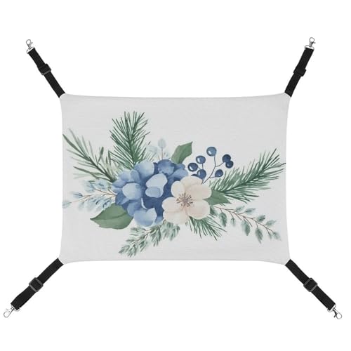 Jubonexis Wasserfarben-Winterblumen, Kiefernbaumblätter, atmungsaktive Haustier-Hängematte mit verstellbaren Riemen, wendbar, Katzenbett, Hundematten Jubonexis Wasserfarben-Winterblumen, Kiefernbaumblätter, atmungsaktive Haustier-Hängematte mit verstellbaren Riemen, wendbar, Katzenbett, Hundematten von Jubonexis