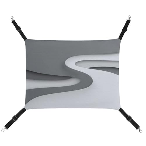 Jubonexis Wavy Road Lines on Grey Breathable Pet Hammock with Adjustable Straps Reversible Cat Hanging Bed Dog Mats von Jubonexis