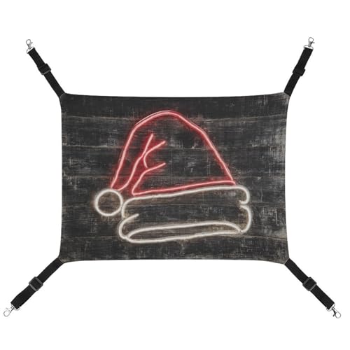Jubonexis Weihnachtsmütze im Neon-Stil, atmungsaktive Haustier-Hängematte mit verstellbaren Riemen, wendbar, Katzenbett, Hundematten von Jubonexis
