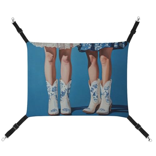 Jubonexis Weiße Cowgirl-Stiefel, Chinoiserie-Muster, atmungsaktive Haustier-Hängematte mit verstellbaren Trägern, wendbar, Katzenbett, Hundematten Jubonexis Weiße Cowgirl-Stiefel, Chinoiserie-Muster, atmungsaktive Haustier-Hängematte mit verstellbaren Trägern, wendbar, Katzenbett, Hundematten von Jubonexis