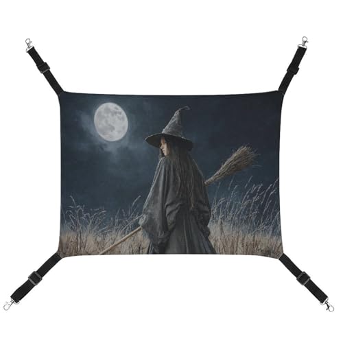Jubonexis Witch Holding Broom Dark Fantasy Breathable Pet Hammock with Adjustable Straps Reversible Cat Hanging Bed Dog Mats von Jubonexis