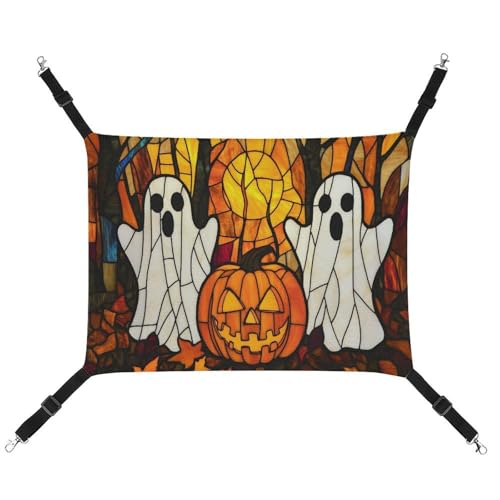 Jubonexis Zwei gruselige Geist mit Kürbis Halloween atmungsaktive Haustierhängematte mit verstellbaren Riemen, wendbar, Katzenbett, Hundematten Jubonexis Zwei gruselige Geist mit Kürbis Halloween atmungsaktive Haustierhängematte mit verstellbaren Riemen, wendbar, Katzenbett, Hundematten von Jubonexis
