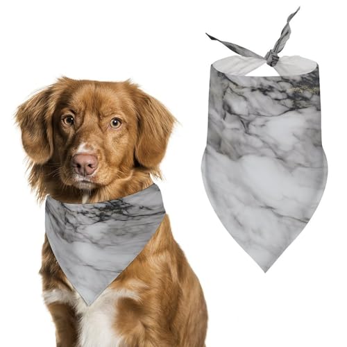 Luxuriöses Hundehalstuch, Marmorstruktur, verstellbar, Dreieckstuch für Katzen und Hunde, Weiß / Schwarz von Jubonexis