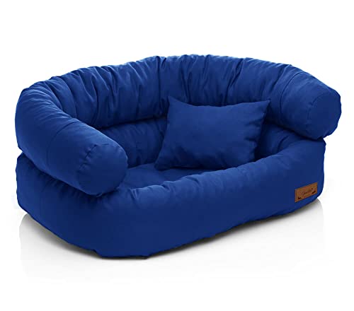 Juelle Hundebett - Großhundesofa, Abnehmbarer Bezug maschinenwaschbar, flauschiges Bett, Hundesessel Santi S-XXL (Größe: L - 100x80 cm, Saphir) von Juelle
