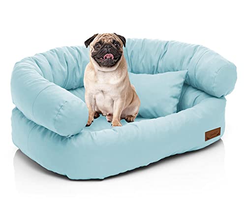 Juelle Hundebett Kleinhundesofa - Kleinkindäck, Abnehmbarer Bezug waschbar, flauschiges Bett, Hundesessel Santi S-XXL (Größe: S - 70x50cm, Blau) von Juelle