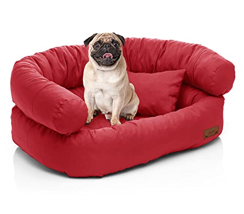 Juelle Kleinkind Hundebett - Kleinkind Hundesofa, Abnehmbarer Bezug maschinenwaschbar, flauschiges Bett, Hundesessel Santi S-XXL (Größe: S - 70x50cm, Rot) von Juelle