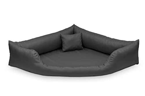 Juelle Hundebett aus Kunstleder Eckig für mittlere und große Hunde, Kuscheliges Kissen, Sofa Gabi M-XXL (140x140cm, Grafit) von Juelle