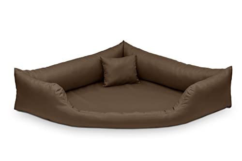 Juelle Hundebett aus Kunstleder Eckig für mittlere und große Hunde, Kuscheliges Kissen, Sofa Gabi M-XXL (140x140cm, Hellbraun) von Juelle