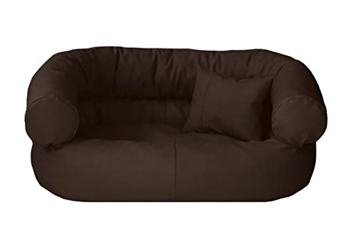 Juelle Hundebett aus Kunstleder, Kissen für Große Hunde abziehbar, flauschiges Hundesofa, Bett Hundestuhl Fergus S-XXL (120x90 cm, Dunkelbraun) von Juelle