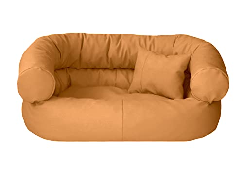 Juelle Hundebett aus Kunstleder, Kissen für Große Hunde abziehbar, flauschiges Hundesofa, Bett Hundestuhl Fergus S-XXL (140x100 cm, Sonnenbeige) von Juelle