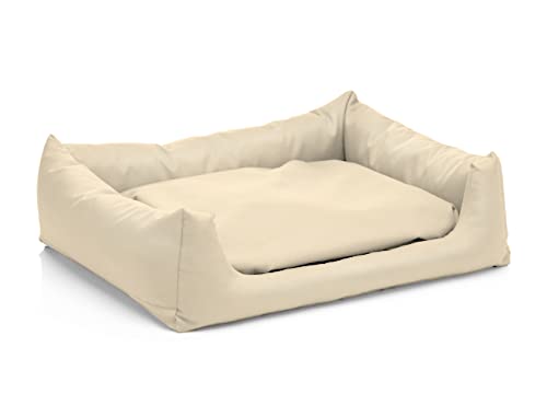 Juelle Hundebett aus Kunstleder Hundebett Kuschelbett Sofy Rex S-XXL (120x90cm, Ecru) von Juelle