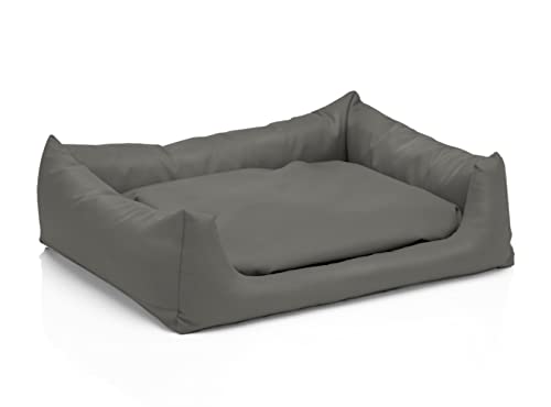 Juelle Hundebett aus Kunstleder Hundebett Kuschelbett Sofy Rex S-XXL (80x65cm, Dark Popiel) von Juelle