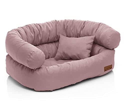 Juelle Hundebett - große Hunde Sofa Abnehmbarer Bezug maschinenwaschbar flauschiges Bett, Hundesessel Santi S-XXL (Größe: L - 100x80 cm, Dark Puder Rose) von Juelle