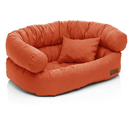 Juelle Hundebett für große Hunde - Sofa für große Hunde, Abnehmbarer Bezug, maschinenwaschbar, flauschiges Bett, Hundesessel Santi S-XXL (Größe: L - 100x80 cm, Orange) von Juelle