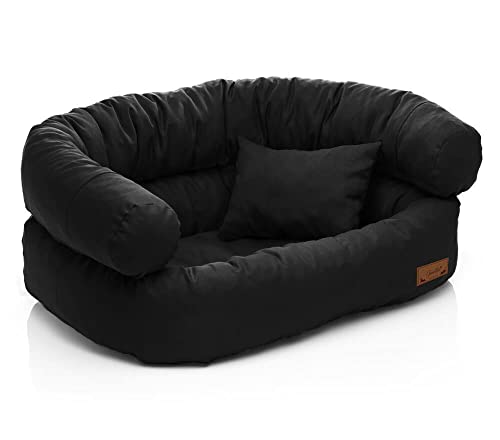 Juelle Hundebett für große Hunde - Sofa für große Hunde, Abnehmbarer Bezug, maschinenwaschbar, flauschiges Bett, Hundesessel Santi S-XXL (Größe: L - 100x80x35 cm, Schwarz) von Juelle