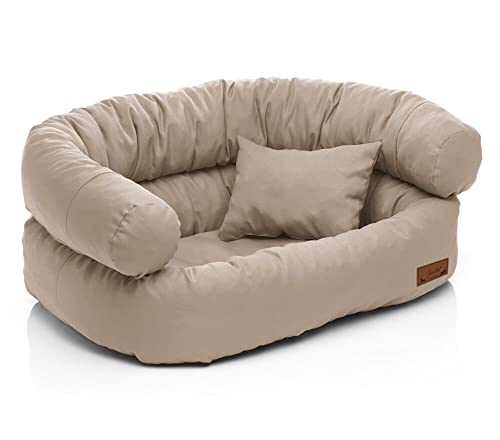 Juelle Hundebett für große Hunde - Sofa für große Hunde, Abnehmbarer Bezug, maschinenwaschbar, flauschiges Bett, Hundesessel Santi S-XXL (Größe: XL - 120x85cm, Beige) von Juelle