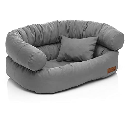 Juelle Hundebett für große Hunde - Sofa für große Hunde, Abnehmbarer Bezug, maschinenwaschbar, flauschiges Bett, Hundesessel Santi S-XXL (Größe: XXL - 140x100cm, Dunkler Popiel) von Juelle
