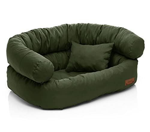 Juelle Hundebett - Großhundesofa, Abnehmbarer Bezug maschinenwaschbar, flauschiges Bett, Hundesessel Santi S-XXL (Größe: XXL - 140x100cm, Khaki) von Juelle