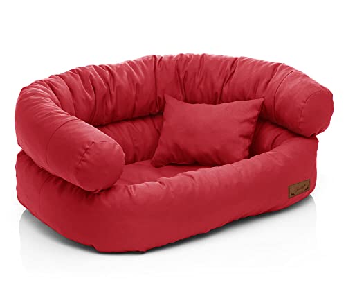 Juelle Hundebett für große Hunde - Sofa für große Hunde, Abnehmbarer Bezug, maschinenwaschbar, flauschiges Bett, Hundesessel Santi S-XXL (Größe: XXL - 140x100cm, Rot) von Juelle