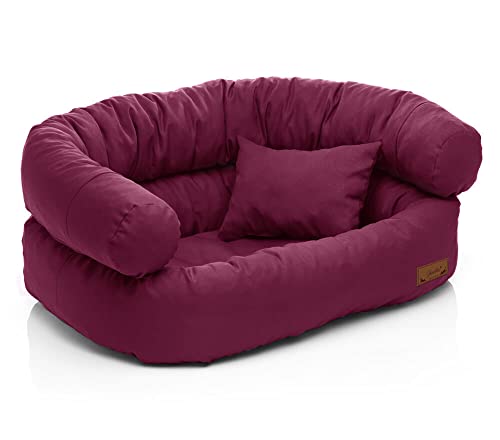 Juelle Hundebett - Großhundesofa, Abnehmbarer Bezug maschinenwaschbar, flauschiges Bett, Hundesessel Santi S-XXL (Größe: XL - 120x85 cm, Bordeaux) von Juelle