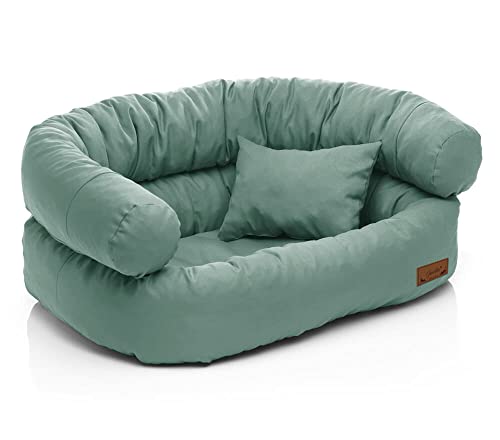 Juelle Hundebett - große Hunde Sofa Abnehmbarer Bezug maschinenwaschbar flauschiges Bett, Hundesessel Santi S-XXL (Größe: XXL - 140x100 cm, Dunkel Minze) von Juelle