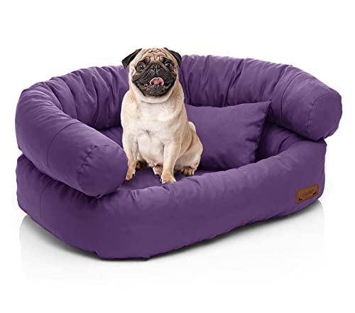 Juelle Hundebett - mittelgroße Hunde Sofa, Abnehmbarer Bezug maschinenwaschbar, flauschiges Bett, Hundesessel Santi S-XXL (Größe: M - 80x60 cm, Hell Lila) von Guoml