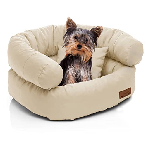 Juelle Kleinhund Hundebett - Kleinhundkissen, Abnehmbarer Bezug, maschinenwaschbar, flauschiges Bett, Hundesofa - Sessel York (50x40x30 cm, Ecru) von Juelle