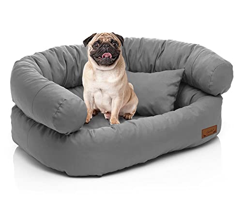 Juelle Kleinkind Hundebett - Kleinkind Hunde Sofa, Abnehmbarer Bezug maschinenwaschbar, flauschiges Bett, Hundesessel Santi S-XXL (Größe: S - 70x50 cm, Dark Asche) von Juelle