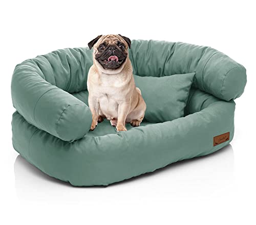Juelle Kleinhundesofa - Kleinhund-Sofa, Abnehmbarer Bezug, maschinenwaschbar, flauschiges Bett, Hundesessel Santi S-XXL (Größe: S - 70x50 cm, Dunkle Mint) von Juelle