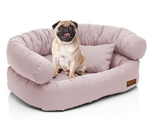 Juelle Mittelhundbett - Sofa für mittelgroße Hunde, Abnehmbarer Bezug, maschinenwaschbar, flauschiges Bett, Hundesessel Santi S-XXL (Größe: M - 80x60 cm, Helles Puder Rosa) von Juelle
