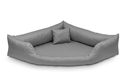 Juelle Orthopädisches Hundebett Eckbett Hundebett mit Orthopädischer Matratze für Mittelhunder, Abnehmbarer Bezug, Maschinenwaschbar, Dakota M-XXL (100x75 cm, Altrosa Popiel), Dunkler Aapfel von Juelle