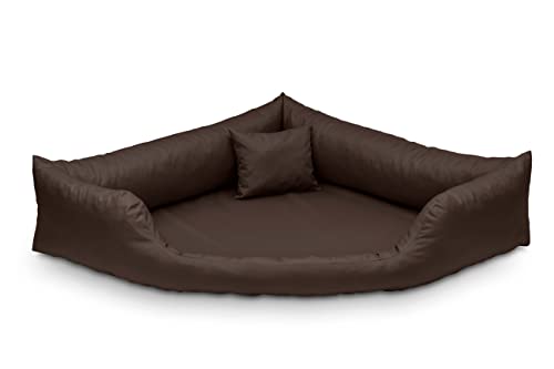Juelle Orthopädisches Hundebett Eckbett Hundebett mit Orthopädischer Matratze für Mittelhunder, Abnehmbarer Bezug, Maschinenwaschbar, Dakota M-XXL (100x75 cm, Dunkelbraun) von Juelle