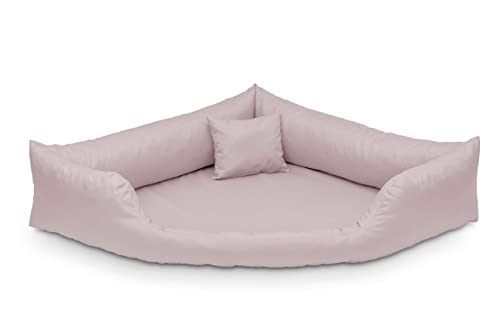 Juelle Orthopädisches Hundebett Eckbett Hundebett mit Orthopädischer Matratze für Mittelhunder, Abnehmbarer Bezug, Maschinenwaschbar, Dakota M-XXL (100x75 cm, Hell Puder Rosa) von Juelle