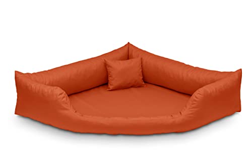 Juelle Orthopädisches Hundebett Eckbett Hundebett mit Orthopädischer Matratze für Mittelhunder, Abnehmbarer Bezug, Maschinenwaschbar, Dakota M-XXL (100x75 cm, Orange) von Juelle