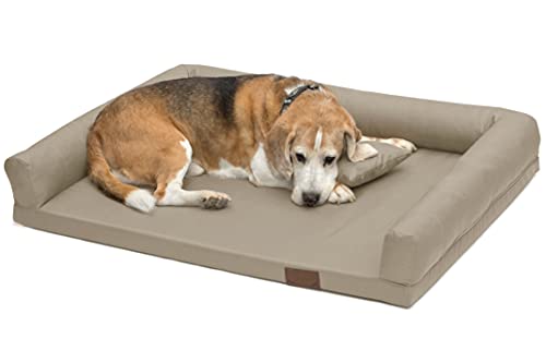 Juelle Orthopädisches Hundebett Große Hunde, Ergonomische Matratze mit Seiten für große Hunde, Abnehmbarer Bezug, Maschinenwaschbar, Lucky M-XXL (Größe: XXL - 145x105cm, Beige) von Mcties