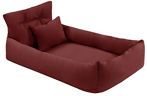 Juelle Orthopädisches Hundebett Kunstleder Hundesofa mit Orthopädischer Matratze für Große Hunde Abnehmbarer Bezug, Maschinenwaschbar, Hugo L-XXL (100x80 cm, Bordeaux) von Juelle