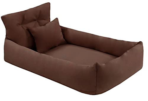 Juelle Orthopädisches Hundebett Kunstleder Hundesofa mit Orthopädischer Matratze für Große Hunde Abnehmbarer Bezug, Maschinenwaschbar, Hugo L-XXL (100x80 cm, Hellbraun) von Juelle