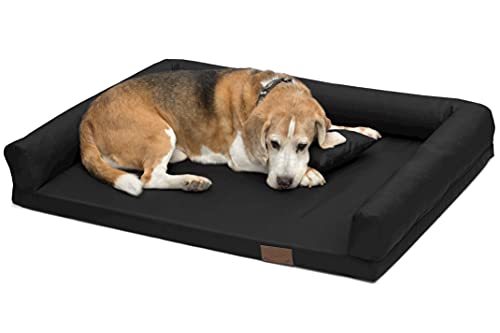 Juelle Orthopädisches Hundebett Mittelhund Ergonomische Matratze mit Seiten für mittelgroße Hunde, Abnehmbarer Bezug, Maschinenwaschbar, Lucky M-XXL (Größe: M - 100x75cm, Schwarz) von Ewbob