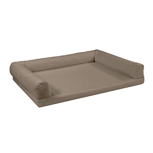 Juelle Orthopädisches Hundebett aus Kunstleder Sofa mit Matratze für große Hunde Abnehmbare Abdeckung, Waschmaschinenwaschbar, Lord L-XXL (100x75cm, Schmutzbeige) von Juelle