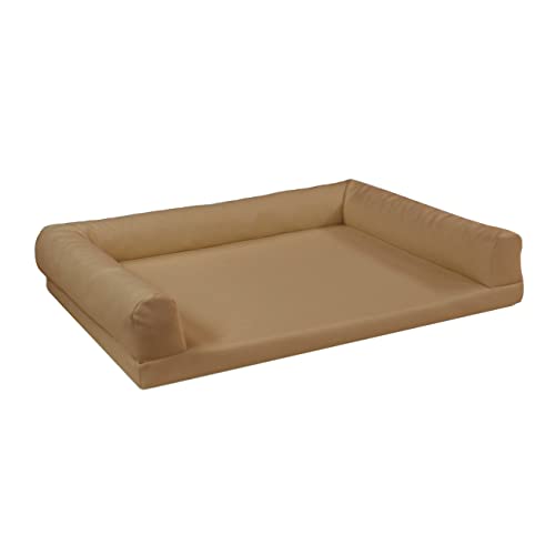 Juelle Orthopädisches Hundebett aus Kunstleder Sofa mit Matratze für große Hunde Abnehmbare Abdeckung, Waschmaschinenwaschbar, Lord L-XXL (100x75cm, Beige) von Juelle