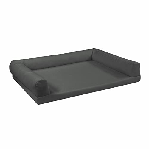 Juelle Orthopädisches Hundebett aus Kunstleder Sofa mit Matratze für große Hunde Abnehmbare Abdeckung, Waschmaschinenwaschbar, Lord L-XXL (100x75cm, Dark Asche) von Juelle