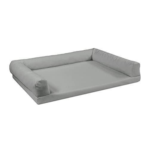 Juelle Orthopädisches Hundebett aus Kunstleder Sofa mit Matratze für große Hunde Abnehmbare Abdeckung, Waschmaschinenwaschbar, Lord L-XXL (100x75cm, Helle Asche) von Juelle