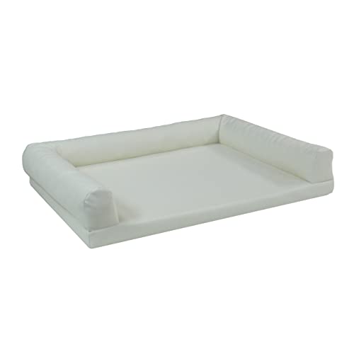 Juelle Orthopädisches Hundebett aus Kunstleder Sofa mit Matratze für große Hunde Abnehmbare Abdeckung, Waschmaschinenwaschbar, Lord L-XXL (100x75cm, Weiß) von Juelle