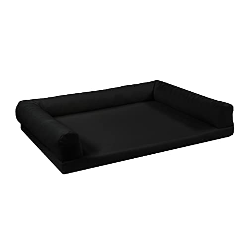 Juelle Orthopädisches Hundebett aus Kunstleder, Hundesofa mit Orthopädischer Matratze für Große Hunde, Abnehmbarer Bezug, Maschinenwaschbar, Lord L-XXL (130x95 cm, Schwarz) von Juelle