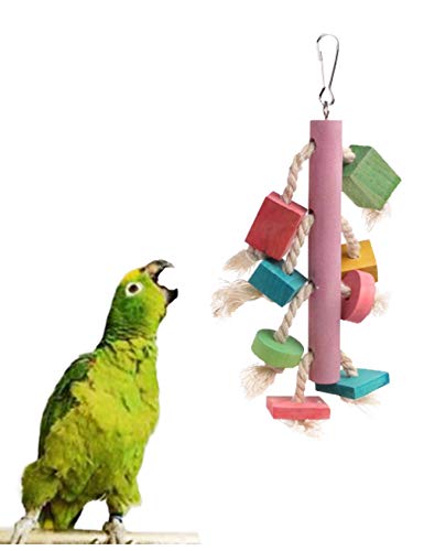 Jueshanzj Heimtierbedarf Freizeit Papageienspielzeug Spiel Buntes Holz Tierspielzeug Hängendes Bildfarbe Long:15cm von Jueshanzj