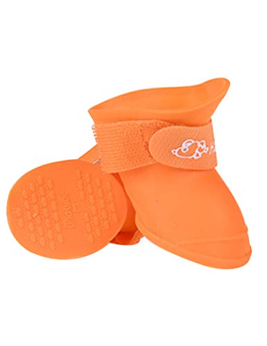 Jueshanzj Heimtierbedarf Süß Regenstiefel Silikonschuhe Sauber für Hunde Hundeschuhe Leichte Orange XXL von Jueshanzj